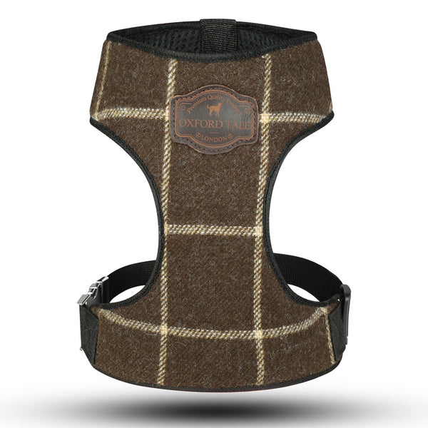 Tweed Dog Harness in Brown Swade