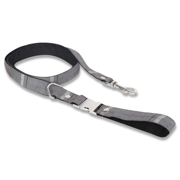 Tweed Dog Lead in Grey & Hash White