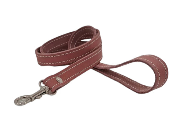 Italian Pink Leather Dog Lead