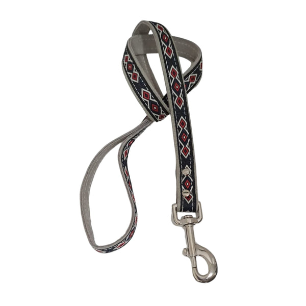 Diamond Black Leather dog lead